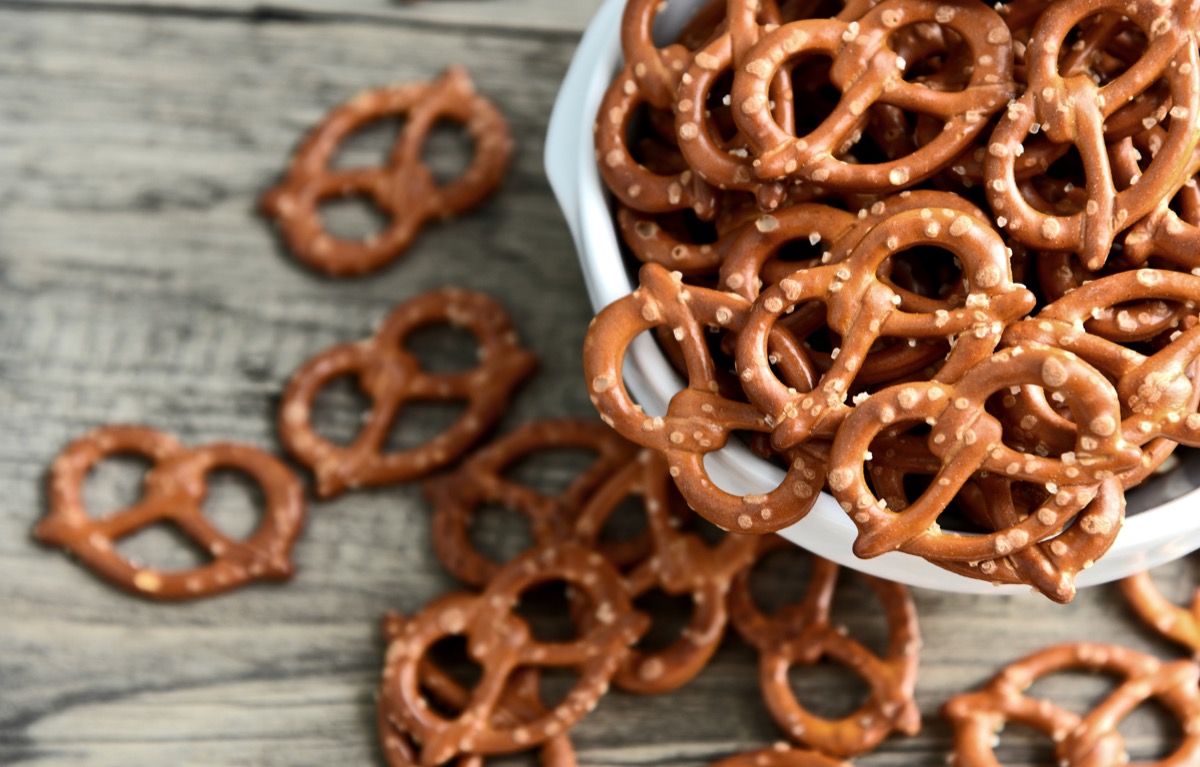 bowl of pretzels mixing with alcohol