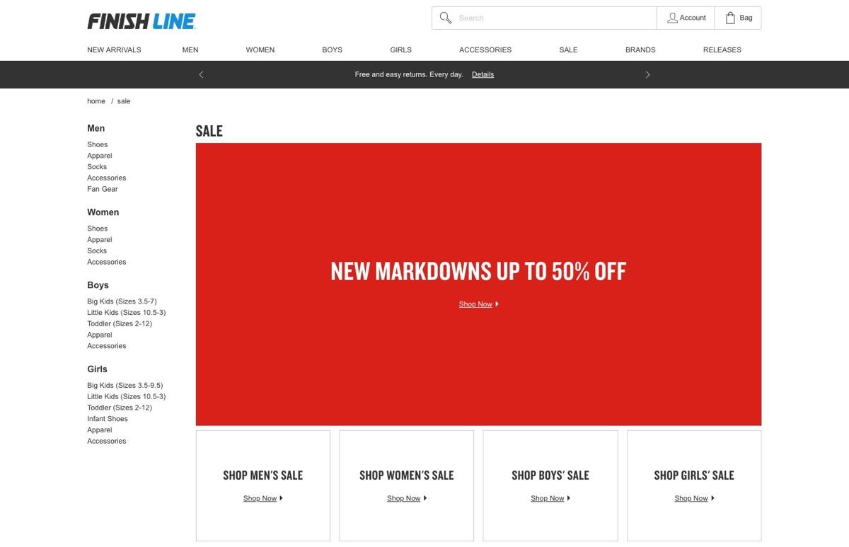 finish line markdowns