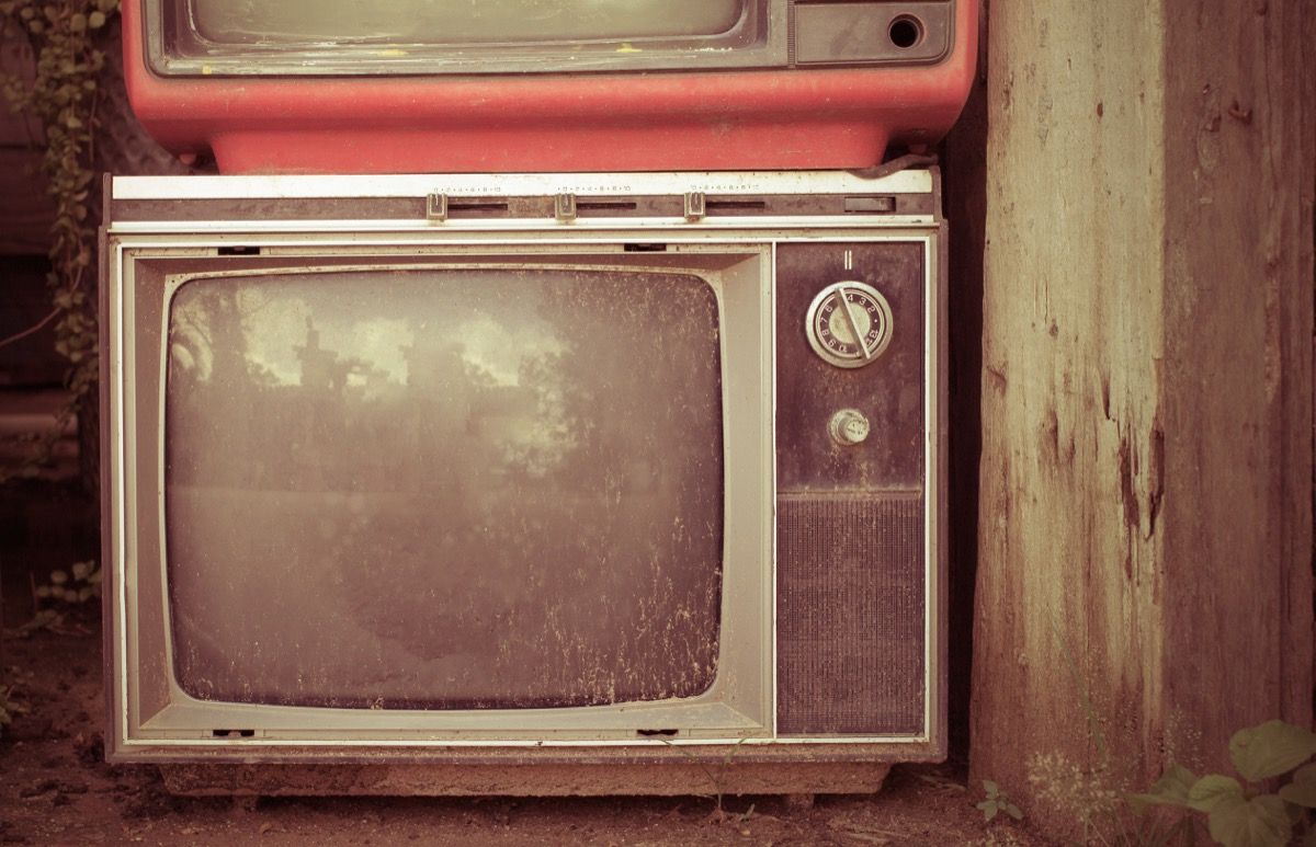 Retro style old television from 1950, 1960 and 1970s. Vintage tone instagram style filtered photo - Image