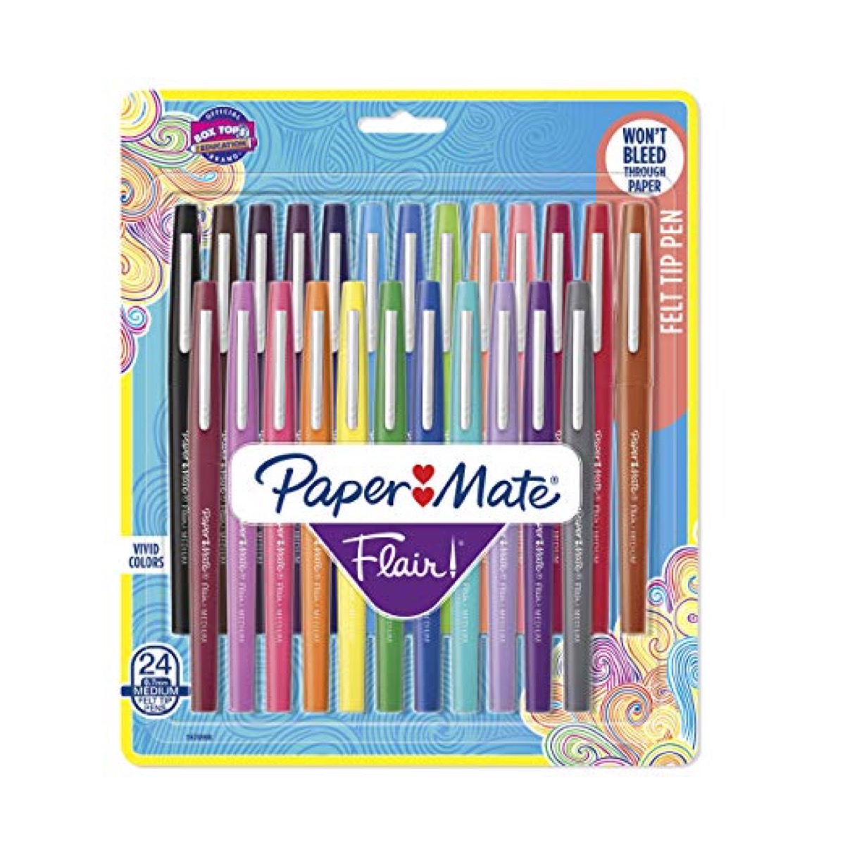paper mate flair felt tip pens, medium point 24-pack, best teacher gifts