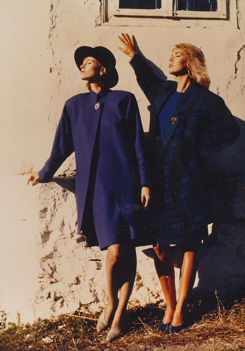 prvi maj pirot models wearing structured shoulder padded jackets, 1980s fashion