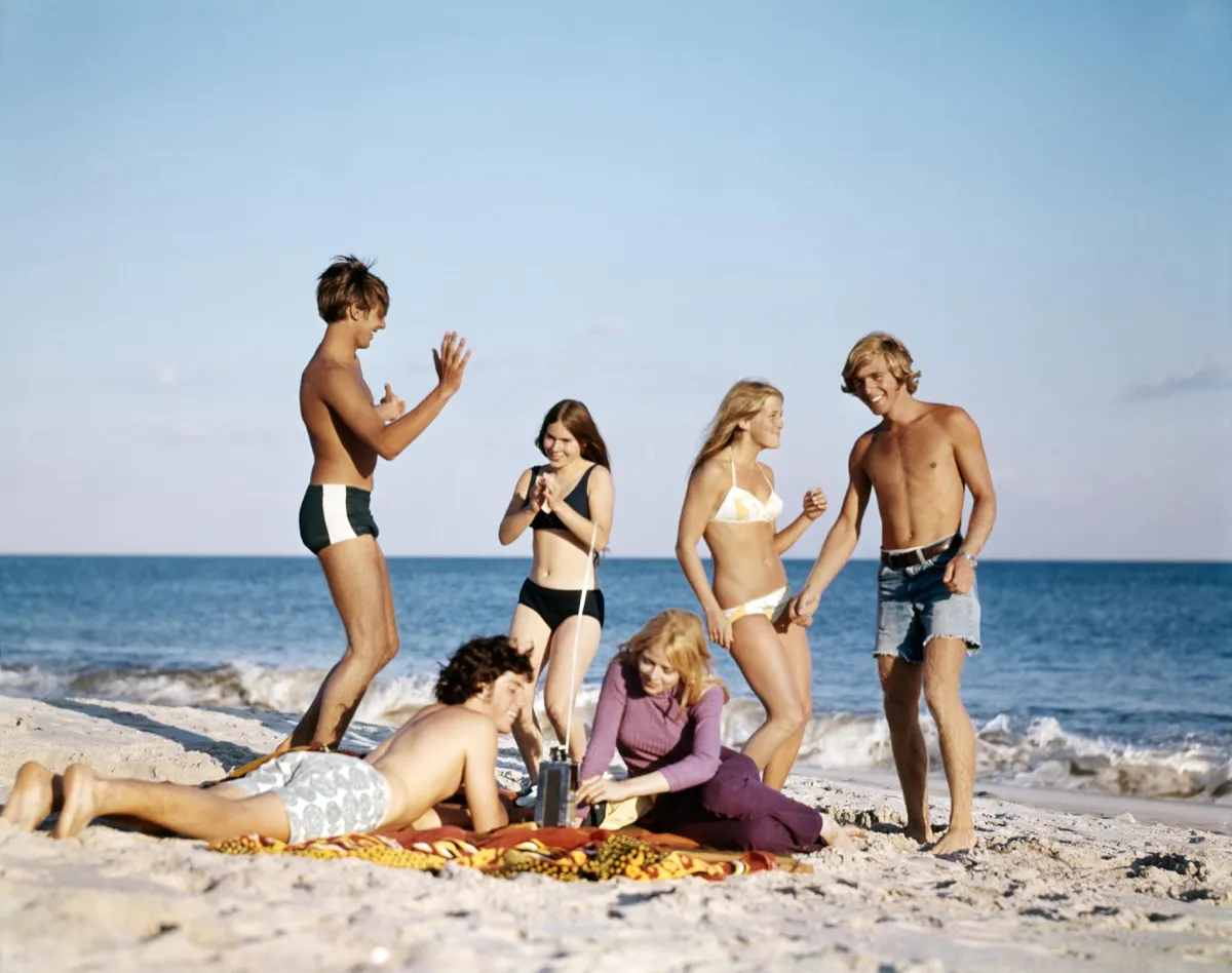 Teenage Couples on the Beach, 60s