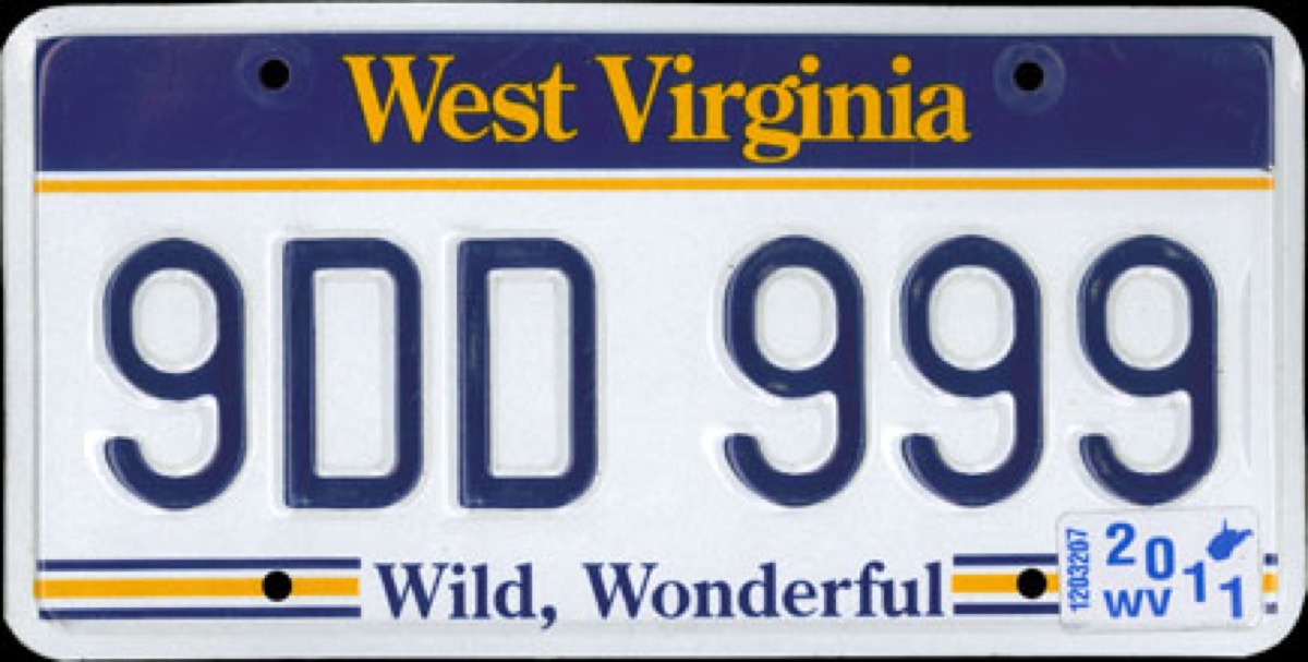 west virginia license plate