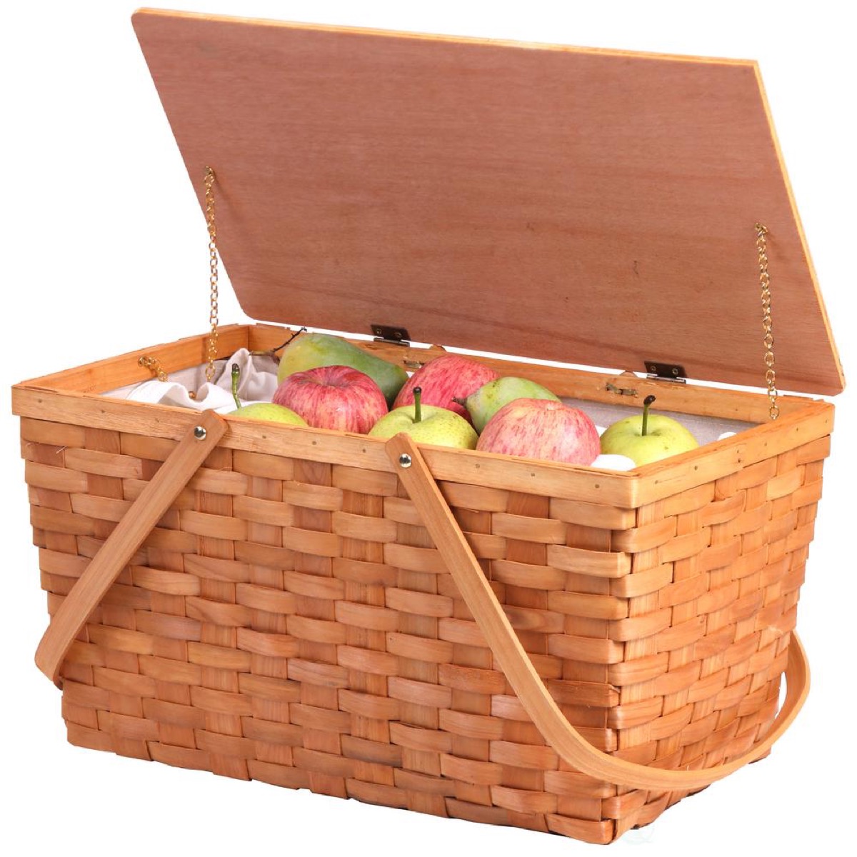 A Wooden Picnic Basket With Apples Walmart Shopping