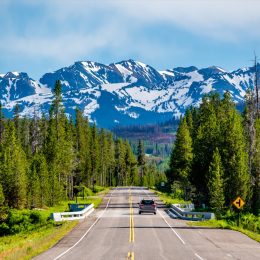 Road from Yellowstone National Park to Grand Teton National Park, Wyoming, USA - Image