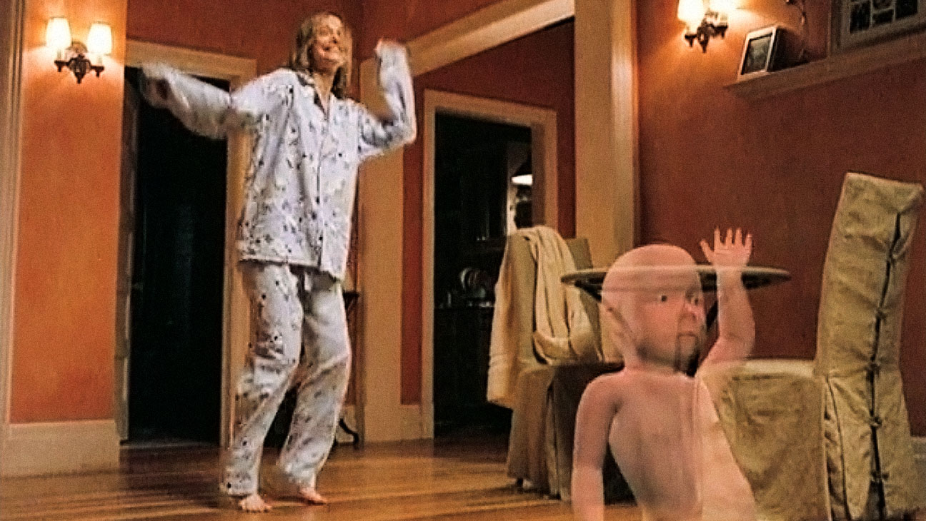 Ally McBeal dances in pajamas with naked animated baby