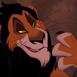 Scar looks at paw in the original Lion King movie