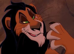 Scar looks at paw in the original Lion King movie
