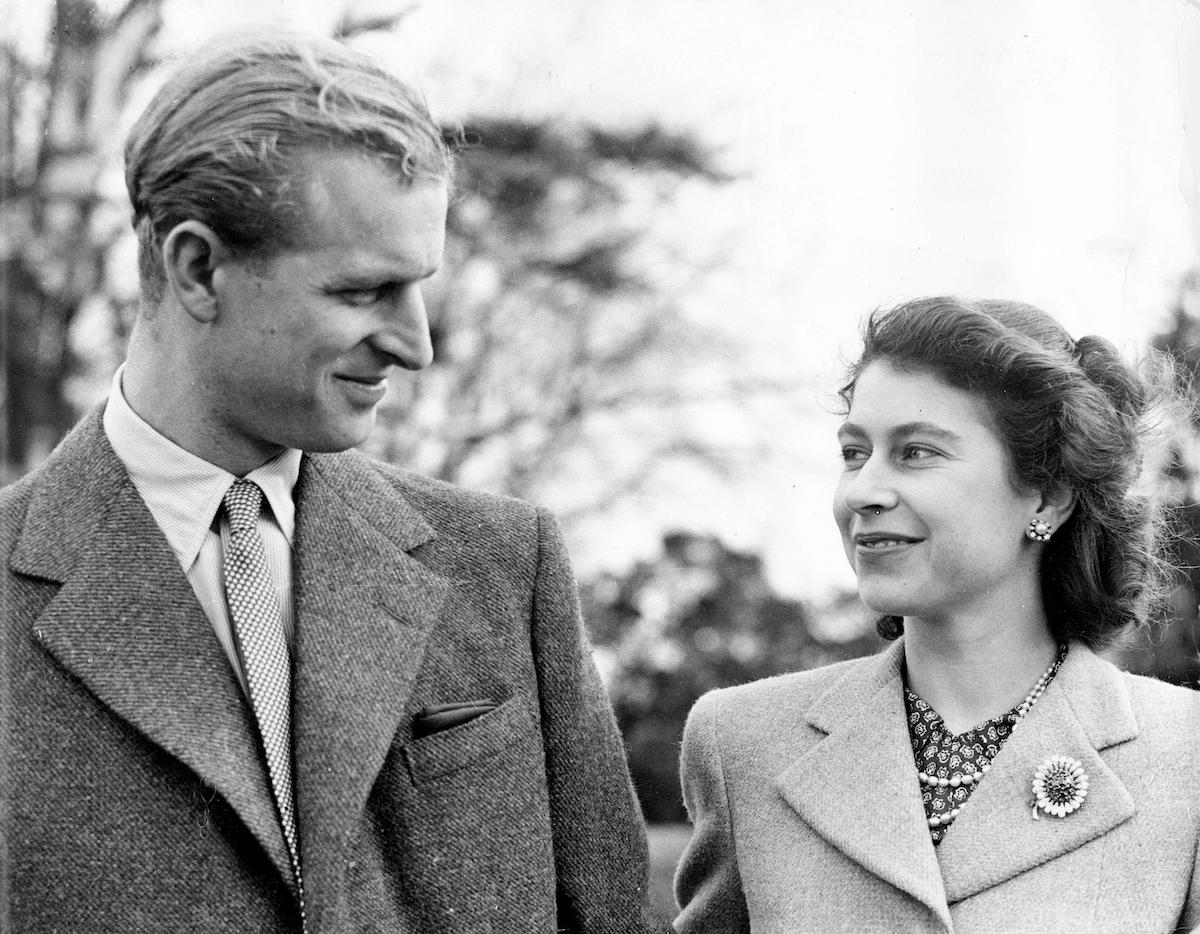 a young prince philip and queen elizabeth, shortly after engagement in 1947