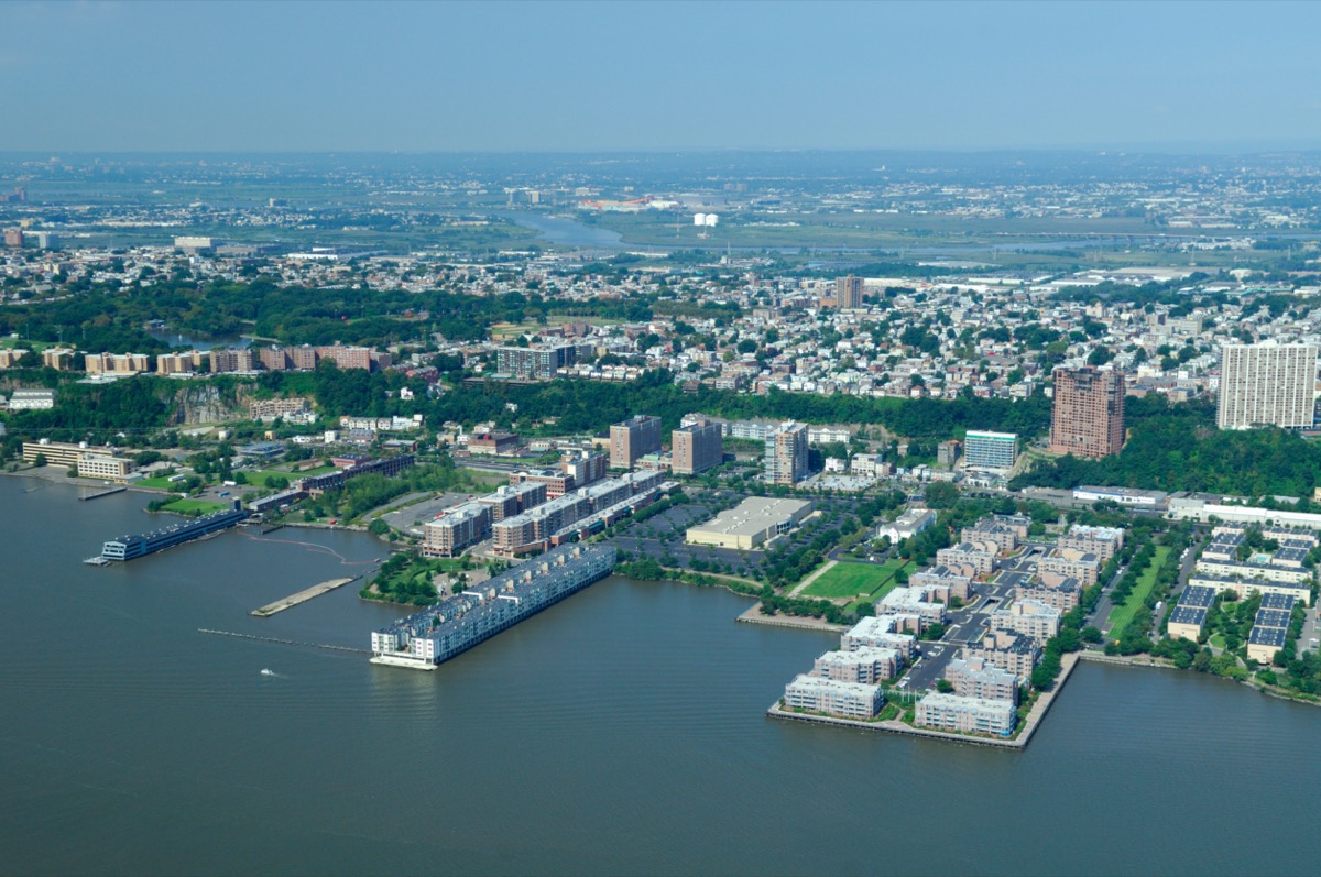 Aerial view of Edgewater and back Fairview, New Jersey, Usa