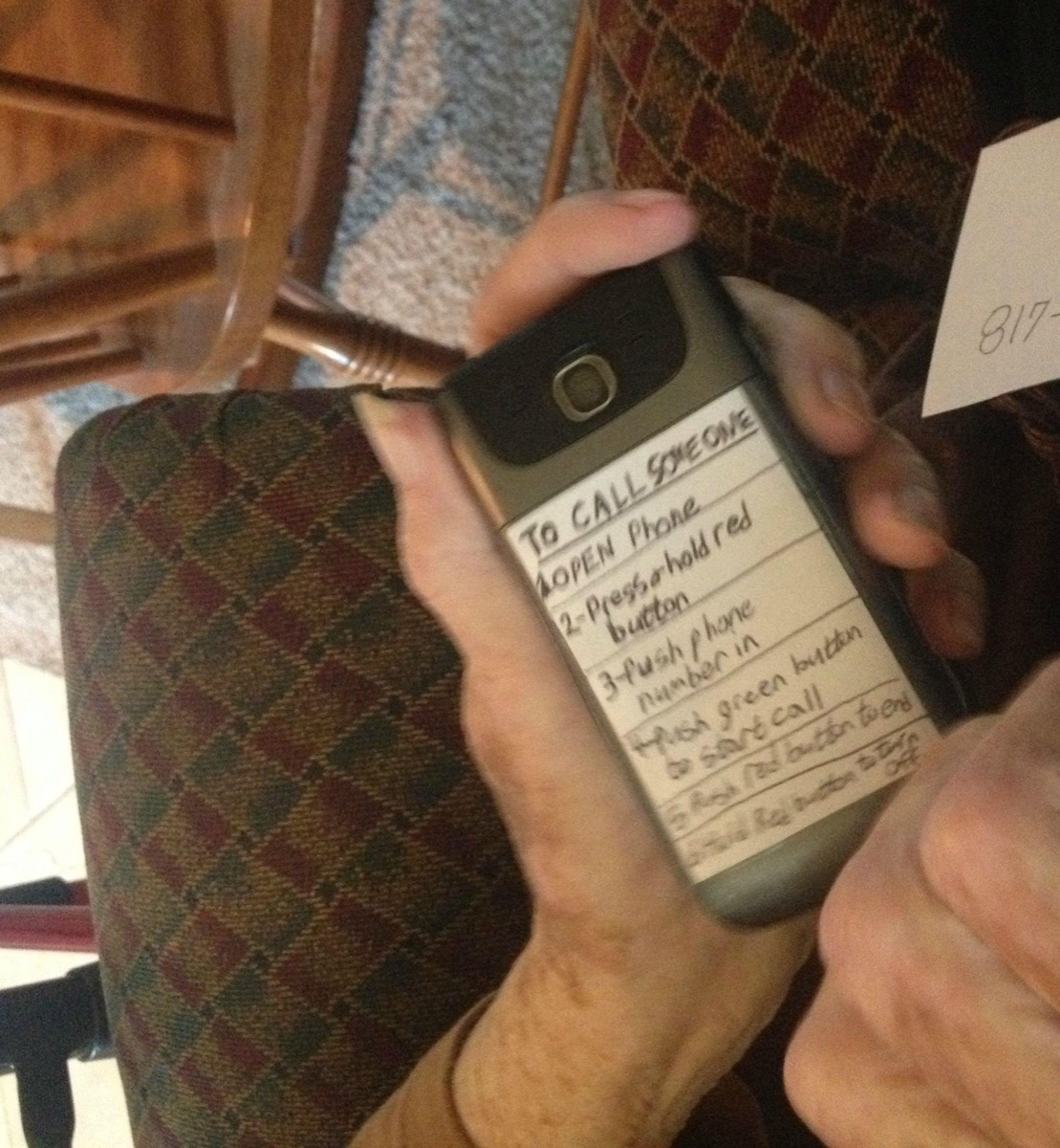 Grandma With Calling Instructions on the Back of Her Phone Grandparents Failing at Technology