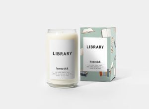 homesick candle library scent, gifts for book lovers