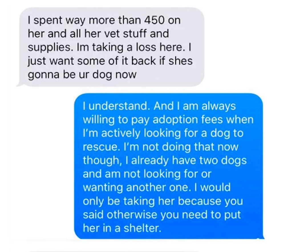horrible woman demands money for sick dog