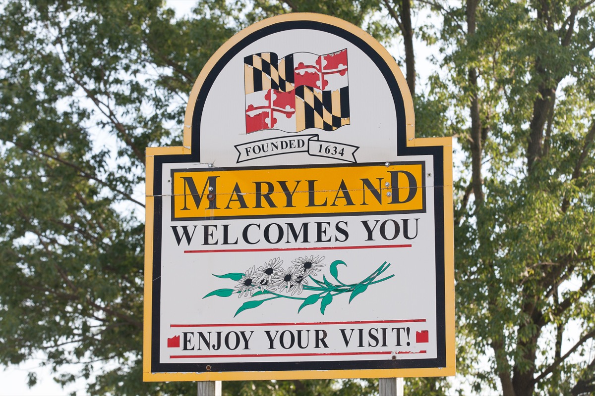 maryland state welcome sign