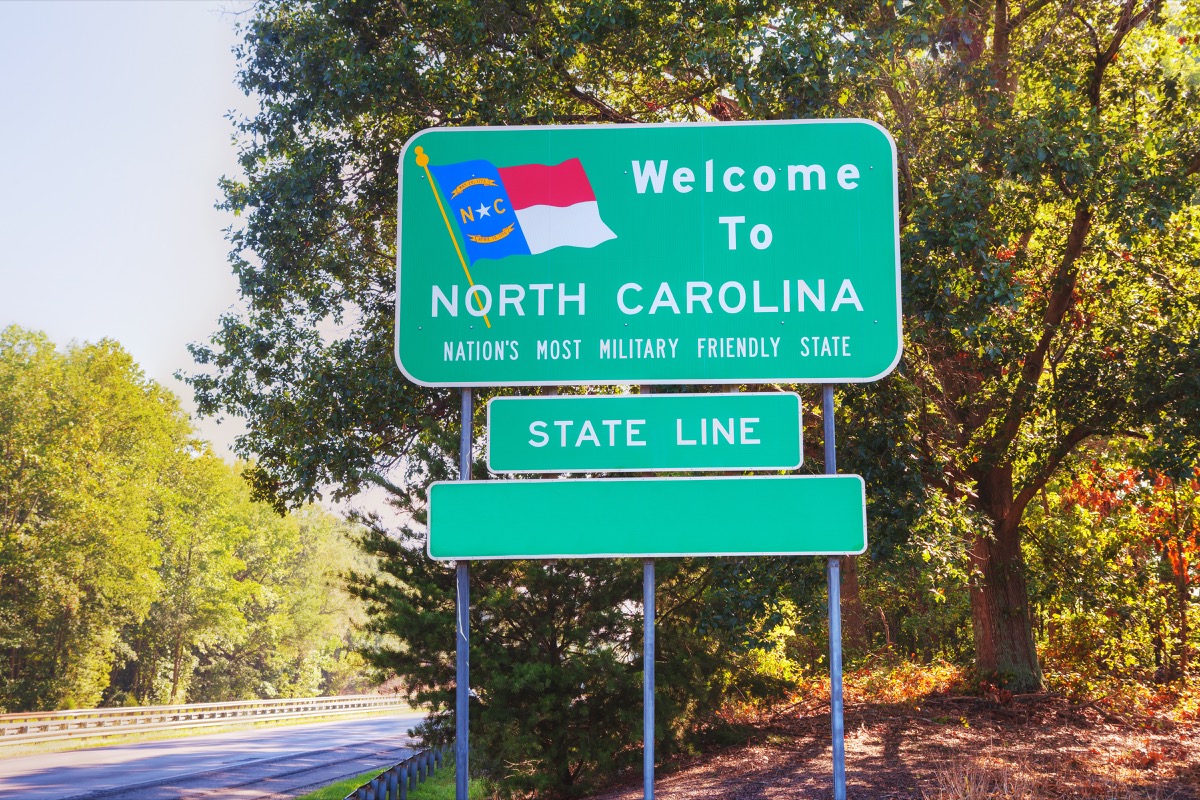 north carolina state welcome sign