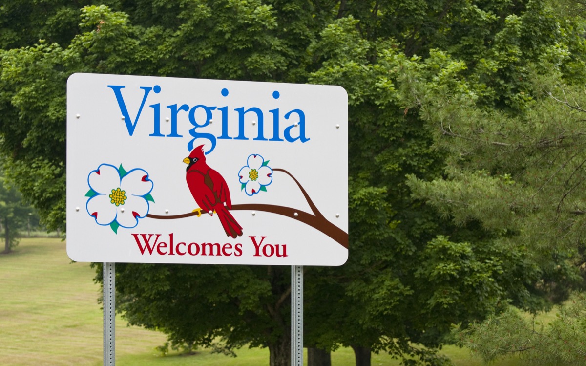 virginia state welcome sign