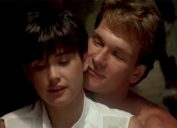 Demi Moore with cropped hair in white shirt sits at pottery wheel with patrick swayze behind her in ghost, things hollywood gets wrong about sex