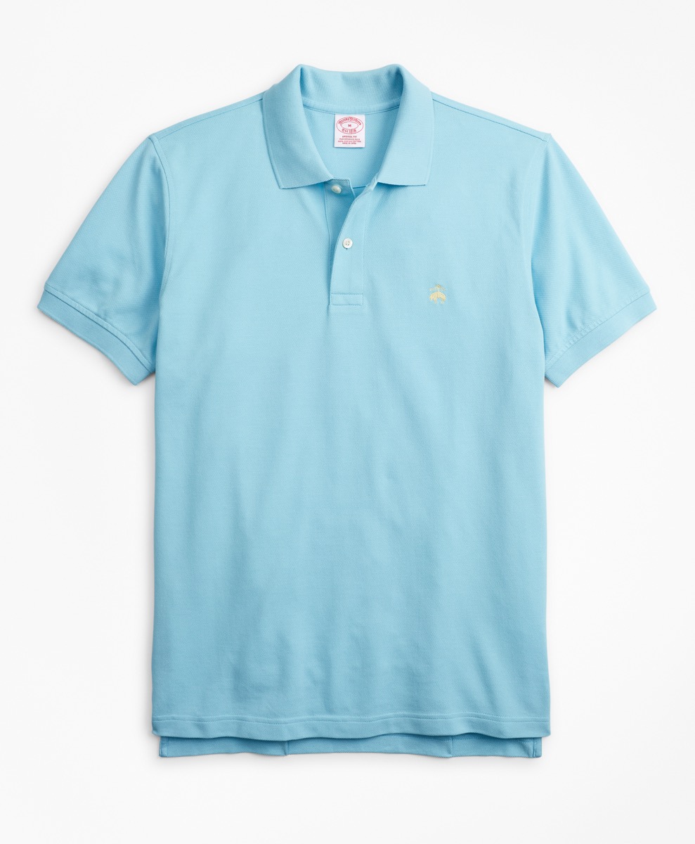 pale blue supima cotton performance polo from brooks brothers