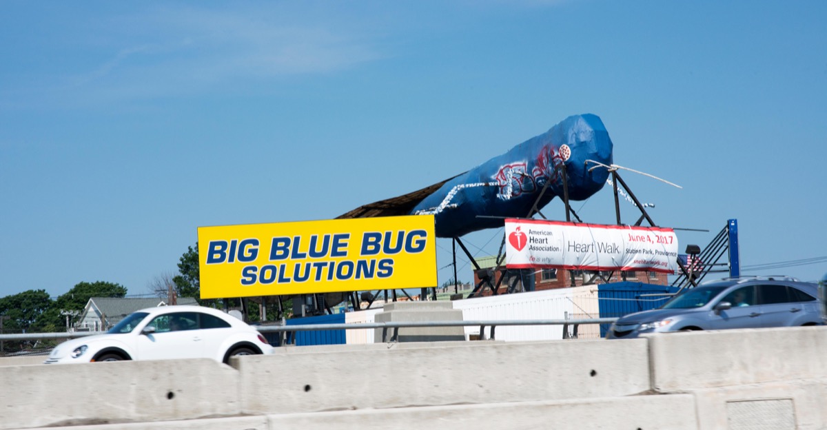 famous big blue bug, rhode island, weird state landmarks
