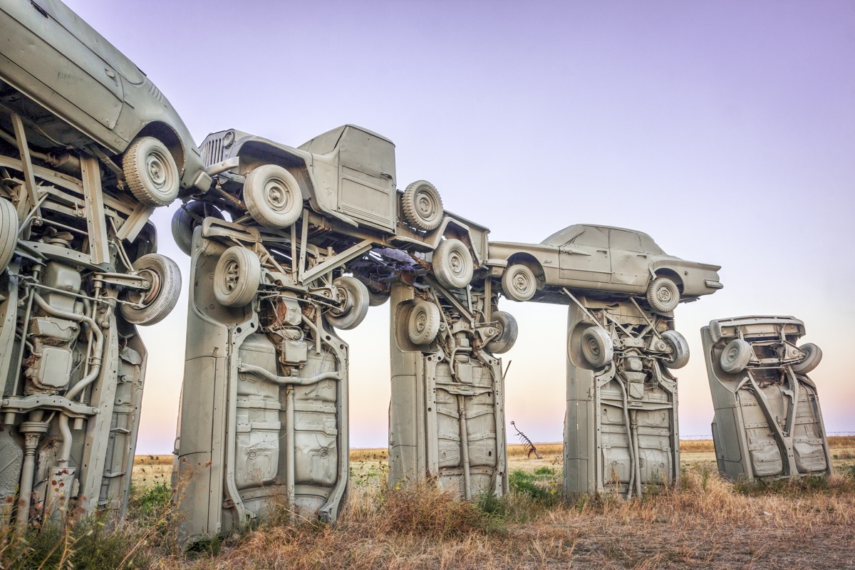carhenge car sculpture in nebraska, weird state things
