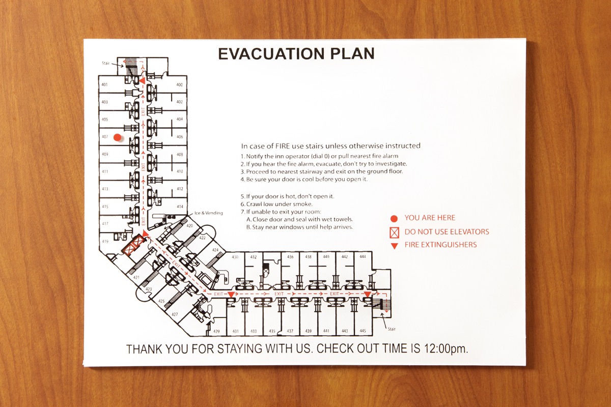evacuation plan for a hotel, safety tips