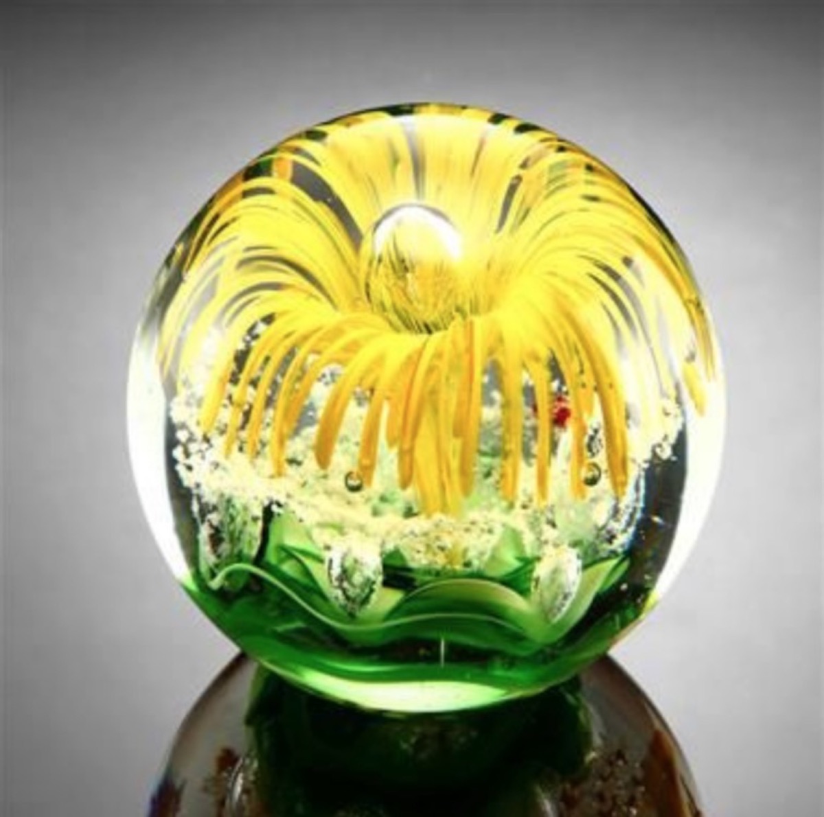 glass flower orb, 90s interior design