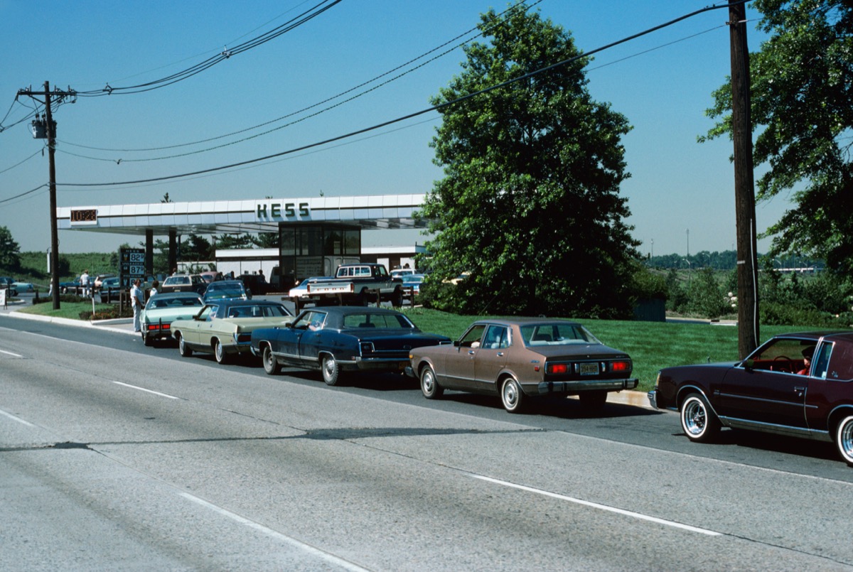 gas station lines, 1970s nostalgia