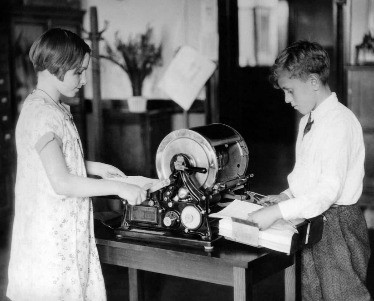 mimeograph machine, 1970s nostalgia