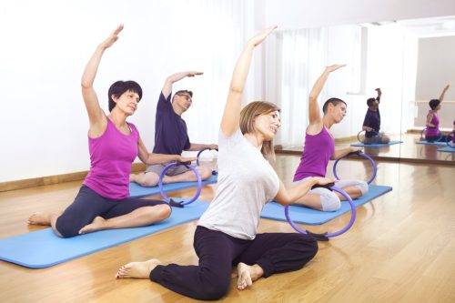 Group exercise pilates class