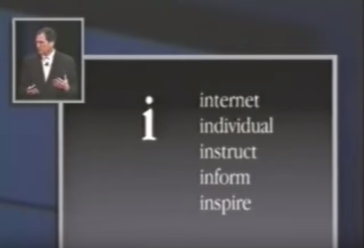 steve jobs iMac keynote address, what the i in iPhone stands for