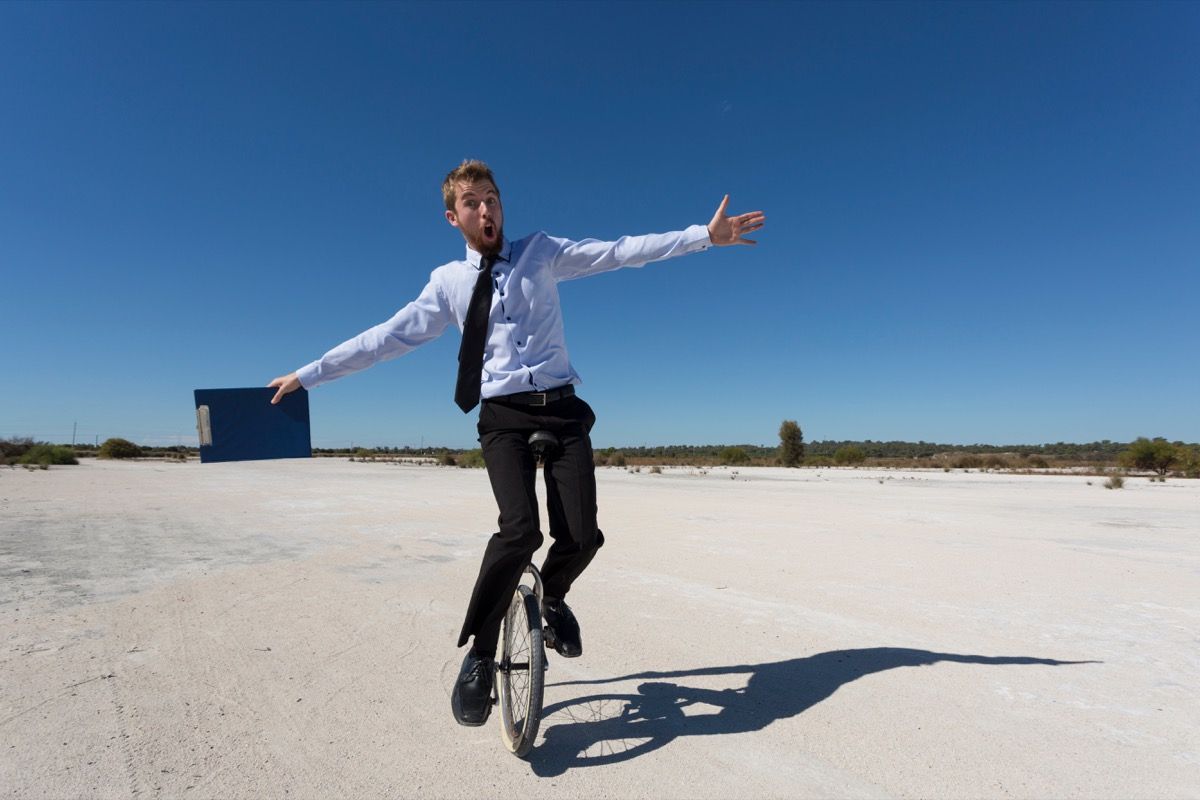 man riding unicycle, dad jokes