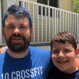 Matthew Green dyes son blue raises money for chairity