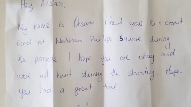 Woman receives kind note along with lost ID and credit card following Toronto shooting