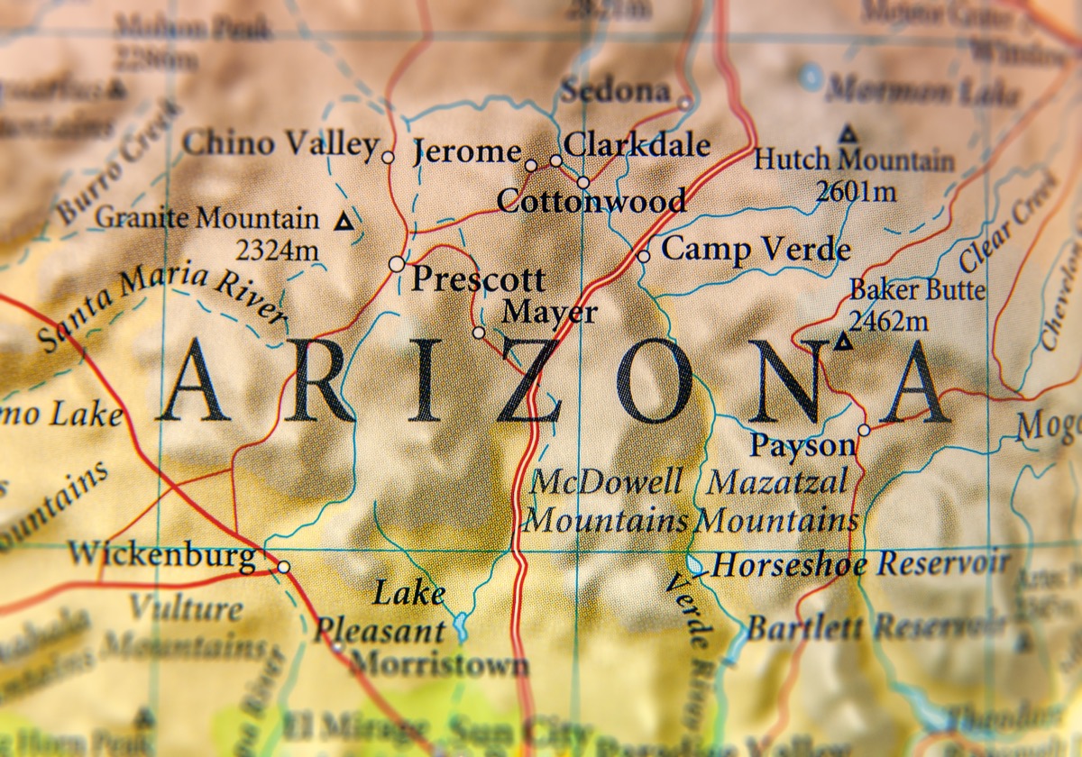 arizona geographical map