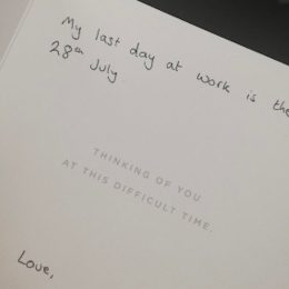 man quits job with condolence card to manager