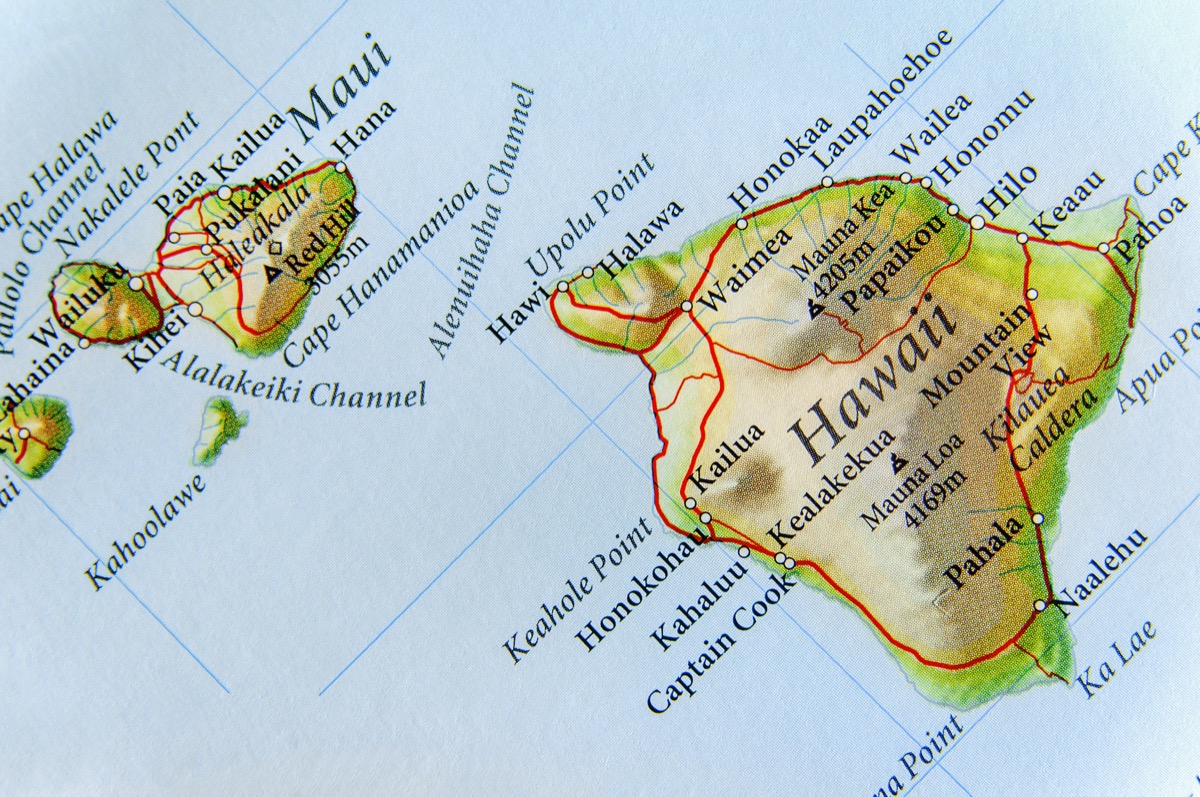 hawaii geographical map state natural wonders