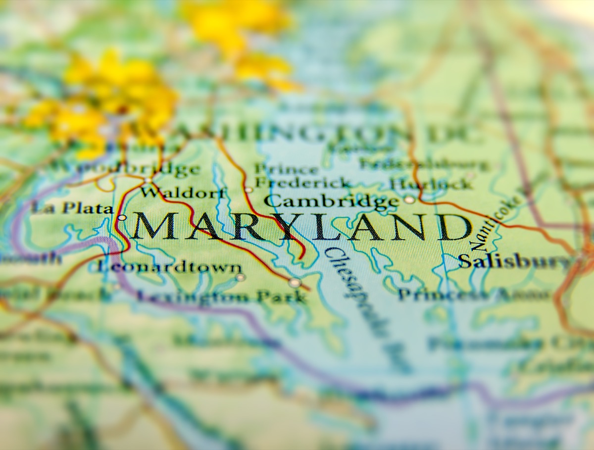 maryland geographical map state natural wonders
