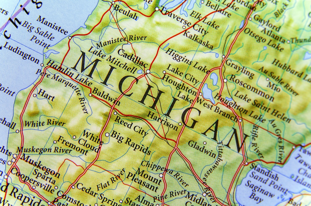 michigan geographical map state natural wonders