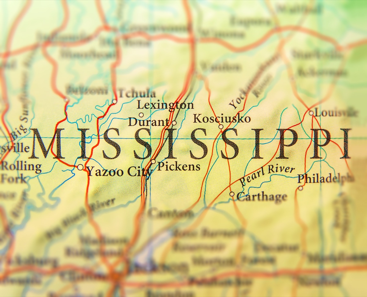 mississippi geographical map