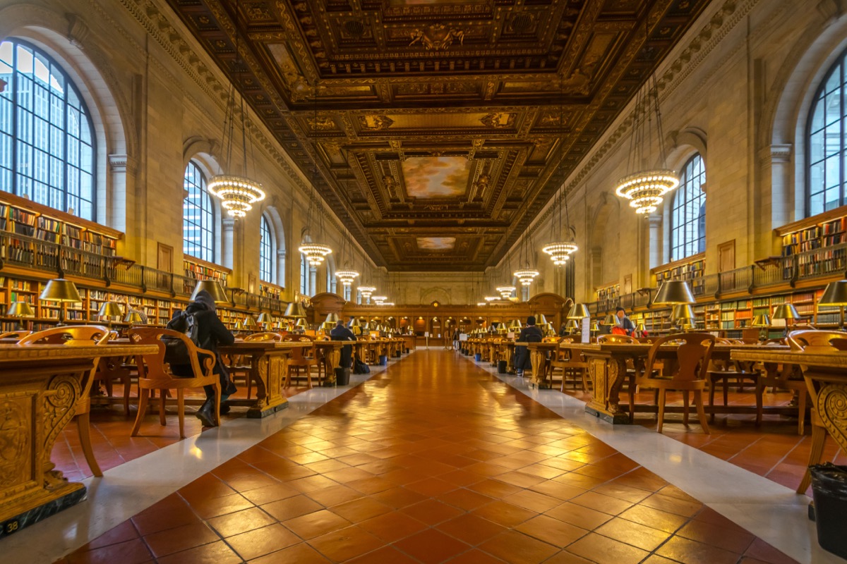 the main reading room of the New York Public Library