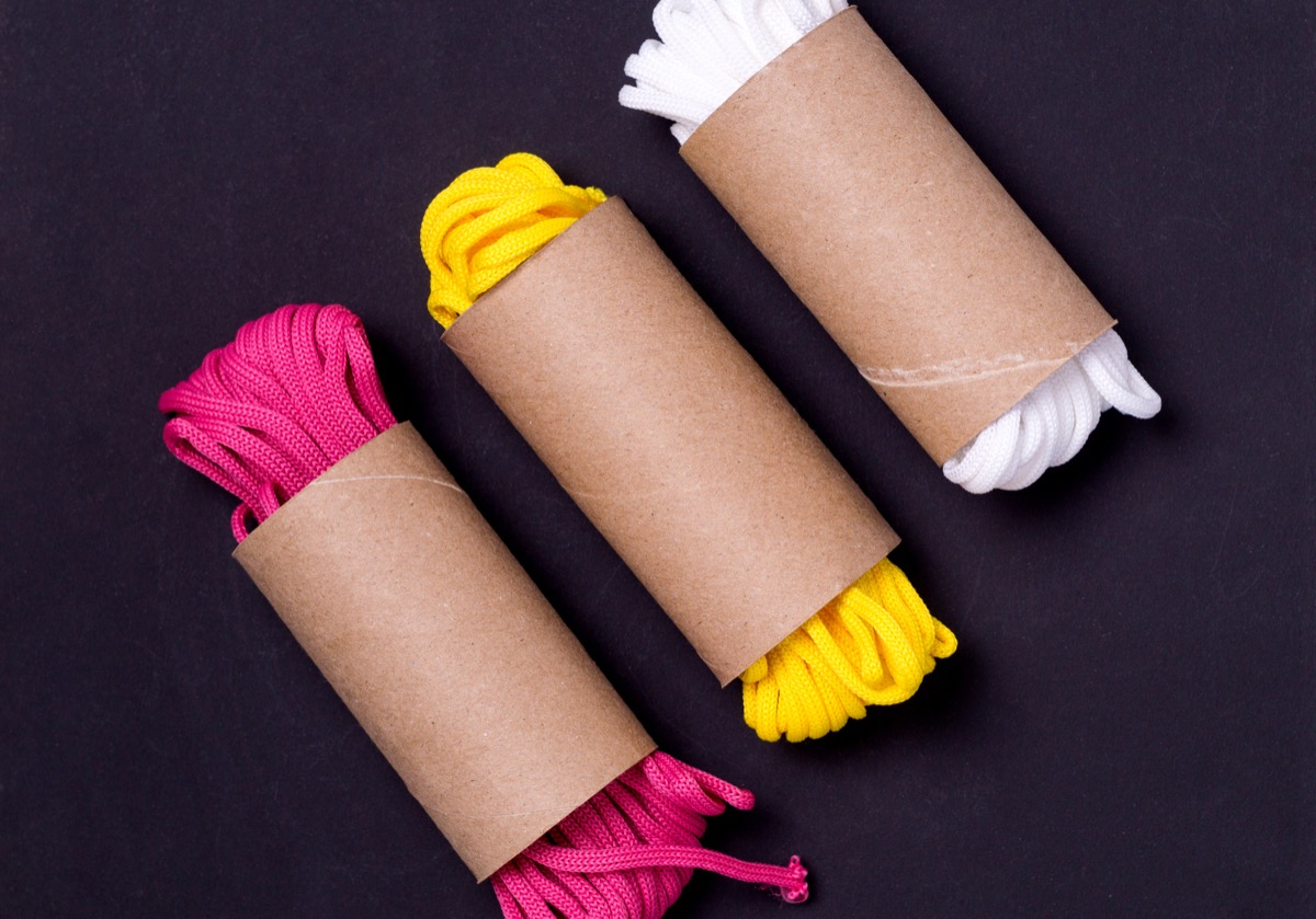Toilet Paper Rolls Used to Organize Shoe Laces Reuse Disposable Items