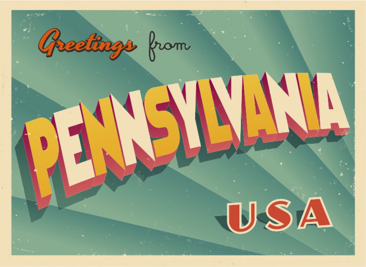 pennsylvania postcard famous state statues