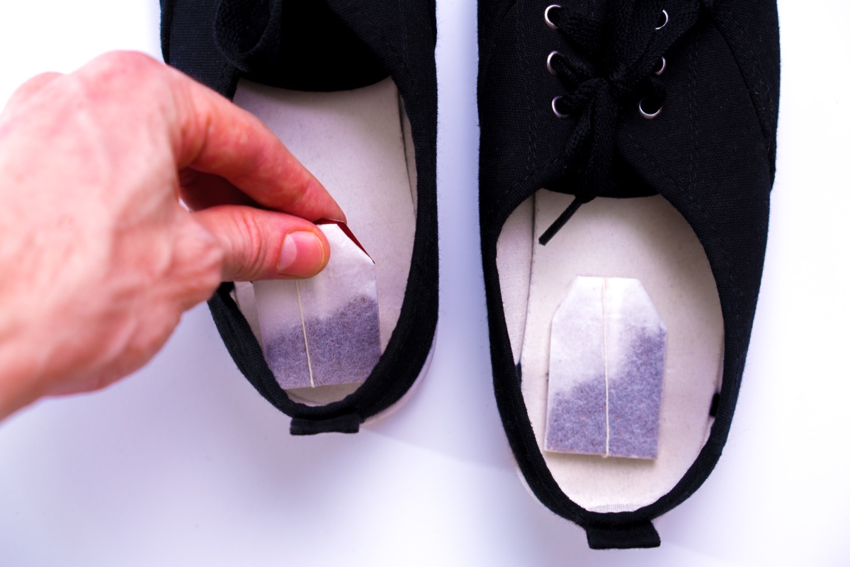 Person Cleaning Their Shoes with Tea bags Reuse Disposable Items