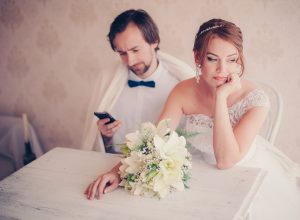 bored bride and groom doomed marriage