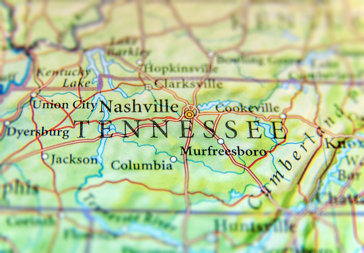 tennessee geographical map state natural wonders