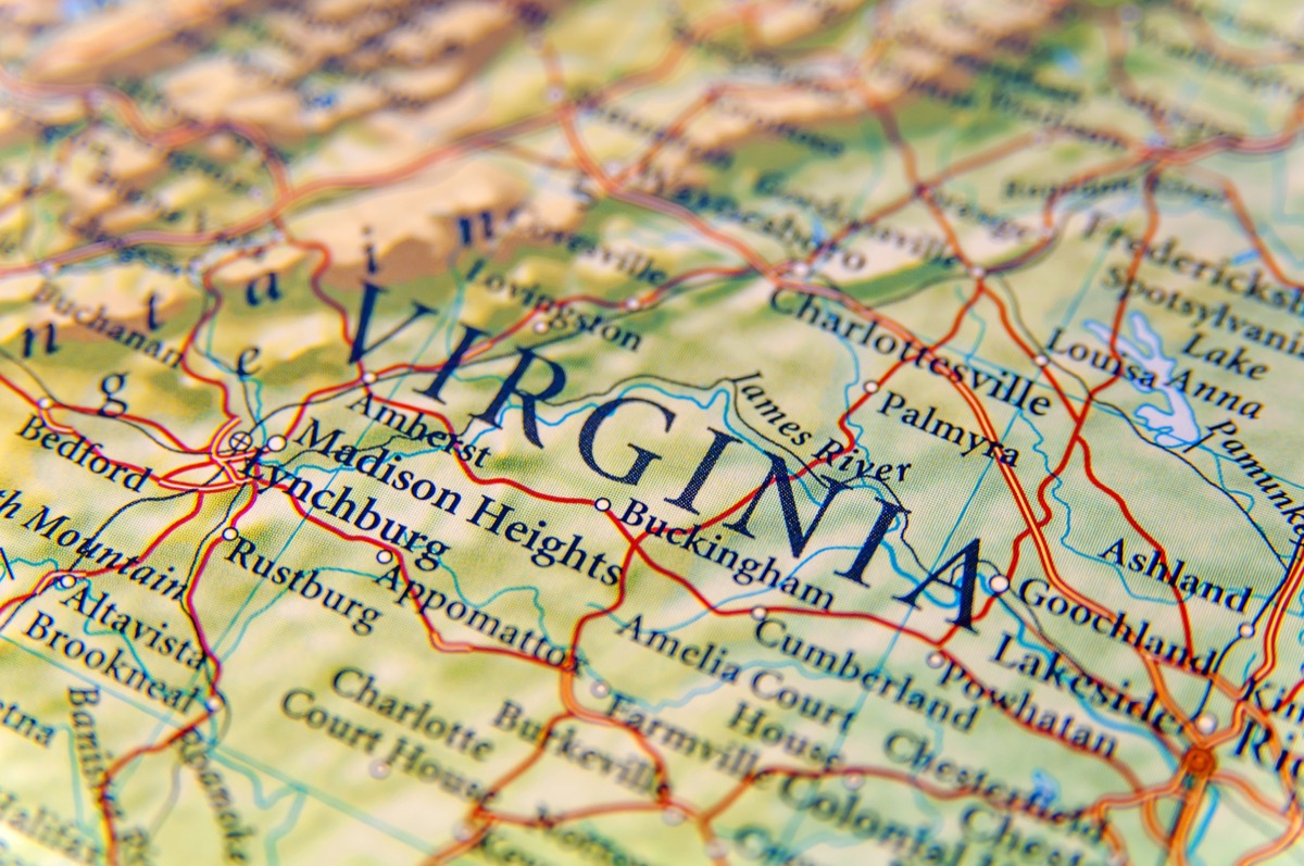 virginia geographical map state natural wonders