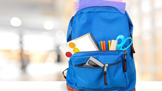 back to school backpack filled with supplies