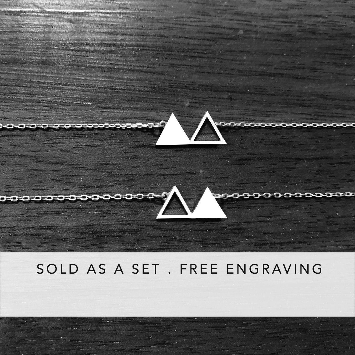 silver triangle necklaces, best friend gifts