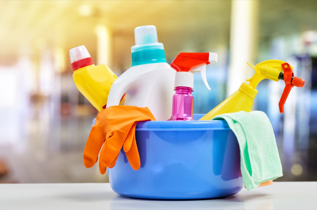 cleaning supplies, things you shouldn't store in your basement