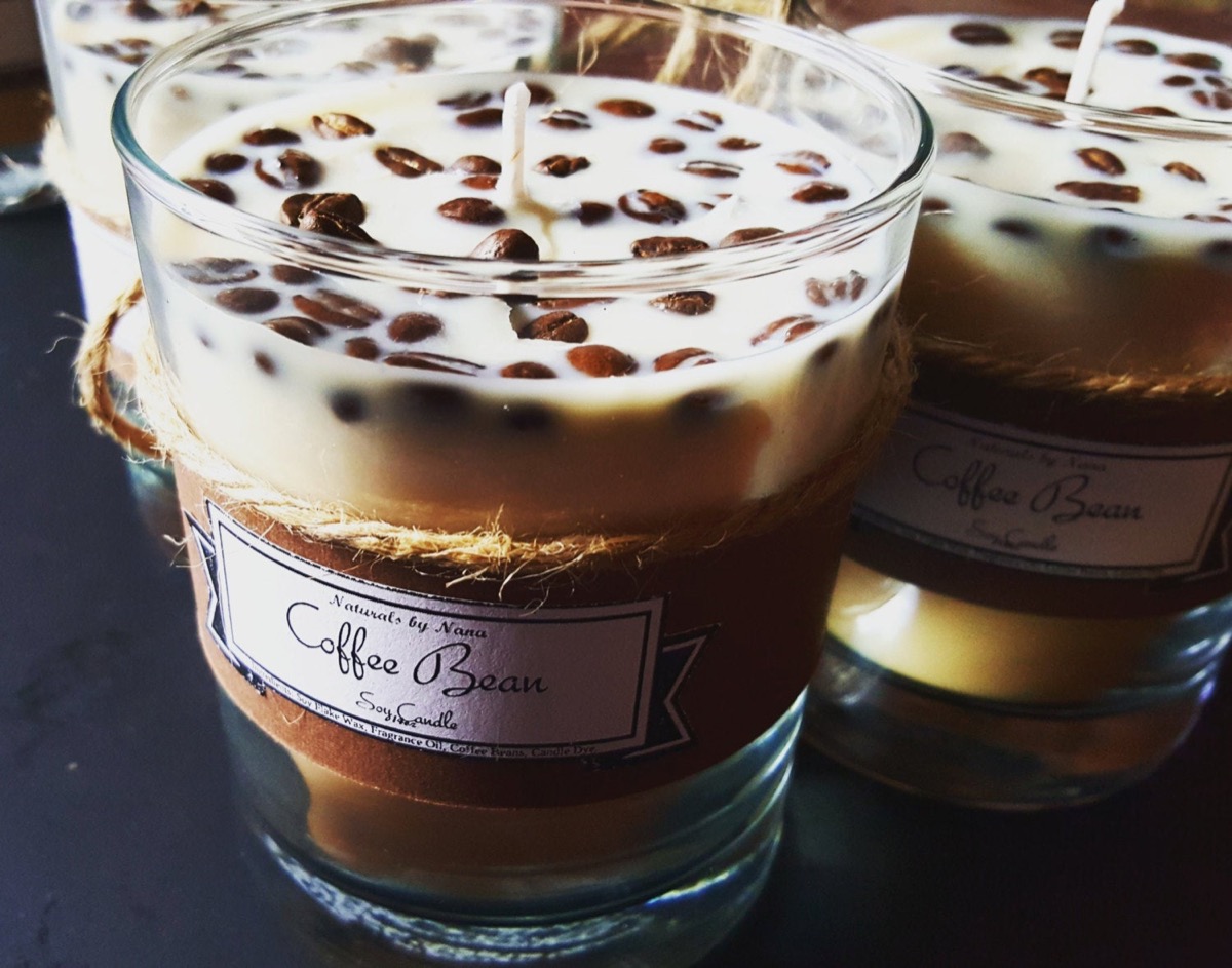 candle with coffee beans in it, best gifts for coffee lovers